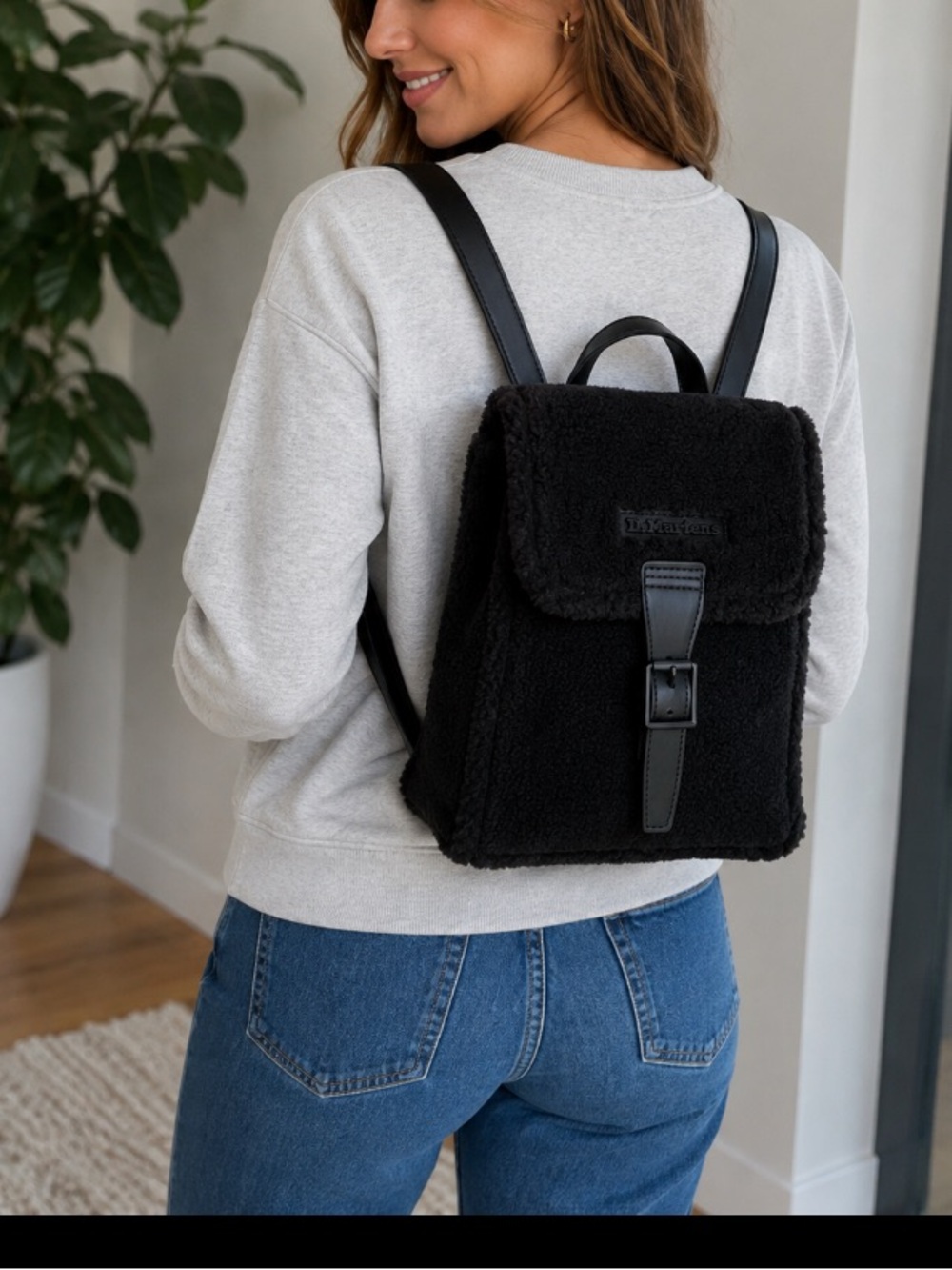 Dr. Martens Black Sherpa Mini Backpack